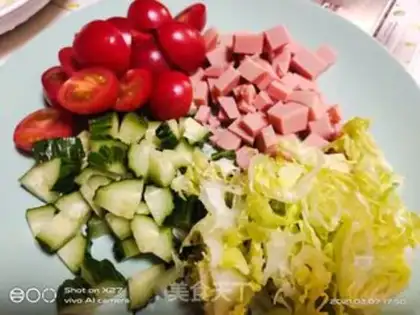 Make Corn sausage egg salad step 2