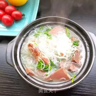 Make Peas and duck blood fan soup step 14