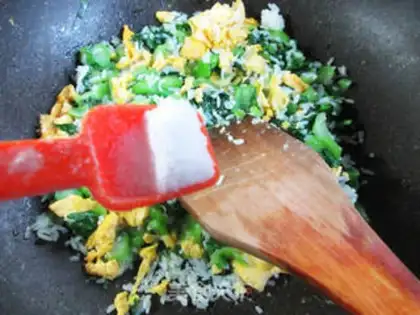 Make Chicken duck egg fried rice step 8