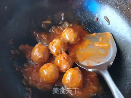 Make Beefball rice with eggplant juice step 6