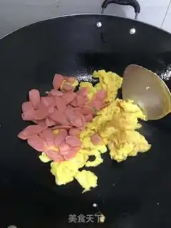 Make Hot dog sausage fried eggs step 1