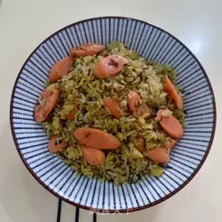 Make Sodium ham and sausage fried rice step 7
