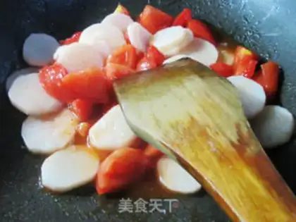 Make Tomato fried mountain medicine step 9