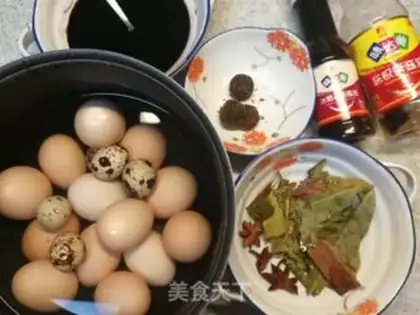 Make Five teas and eggs step 0
