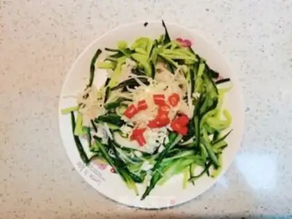 Make cucumber with a golden pin mushroom step 2