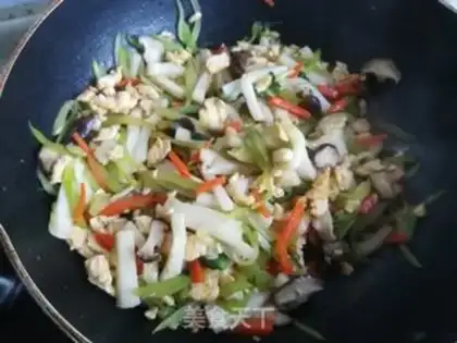 Make Fries of mushrooms and eggs step 6