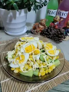 Make Cucumber corn egg salad step 8