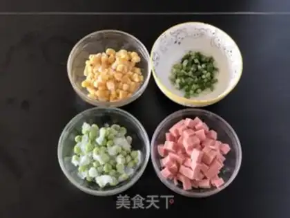 Make Ham corn rice step 0