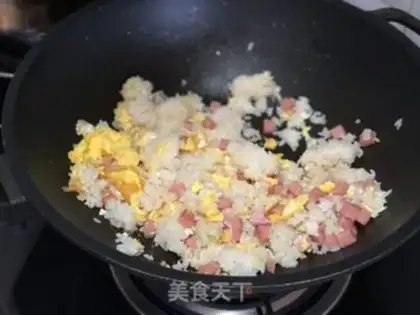Make Ham corn rice step 3
