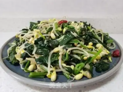 Make Spinach fried soybean sprouts step 5