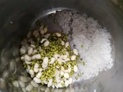 Make The lentils green bean porridge step 1