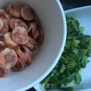 Make A green sausage fried rice step 4