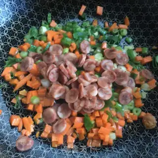 Make A green sausage fried rice step 6