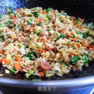 Make A green sausage fried rice step 9