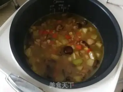 Make Chicken-legged mushroom potato rice step 9