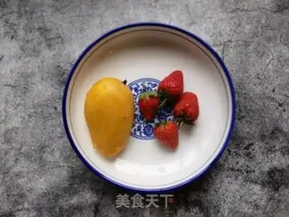 Make Mango strawberry sour milk cup step 2