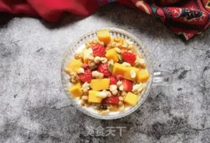 Make Mango strawberry sour milk cup step 8