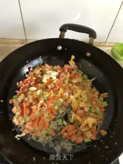 Make Ham sausage and rice step 5
