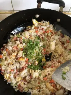 Make Ham sausage and rice step 7