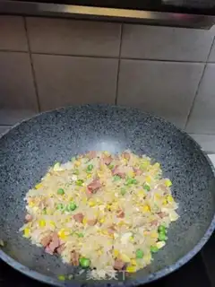 Make Sausage pea corn rice step 7