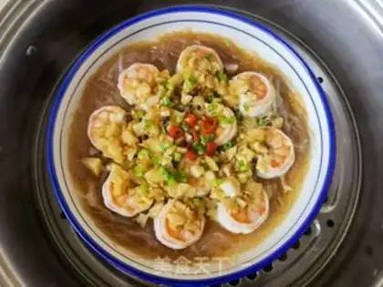 Make Garlic fans steam shrimp step 17