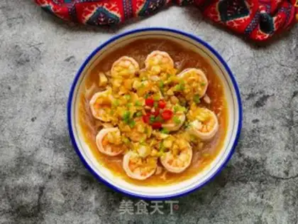 Make Garlic fans steam shrimp step 18