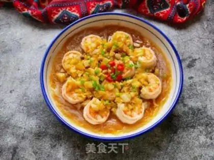 Make Garlic fans steam shrimp step 19