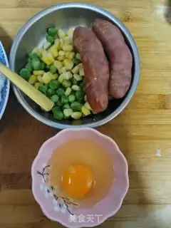 Make Sausage pea corn rice step 1
