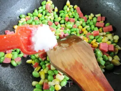Make A salted corn grain of fried beans step 5