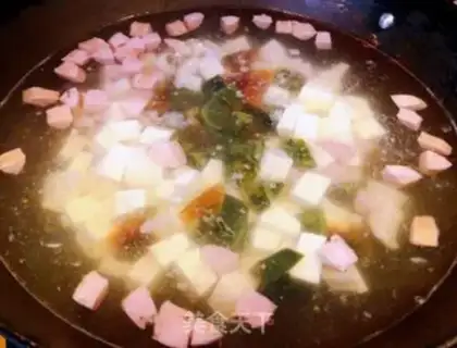 Make Eggs, tofu sausage soup step 6