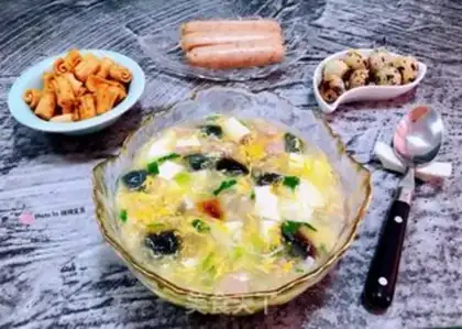Make Eggs, tofu sausage soup step 13