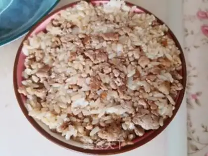 Make Burn pork and fried rice step 6