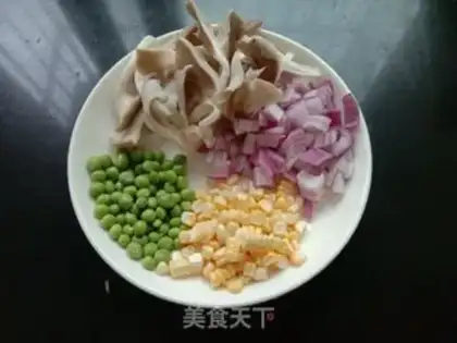 Make Plum mushrooms, corn beans step 0