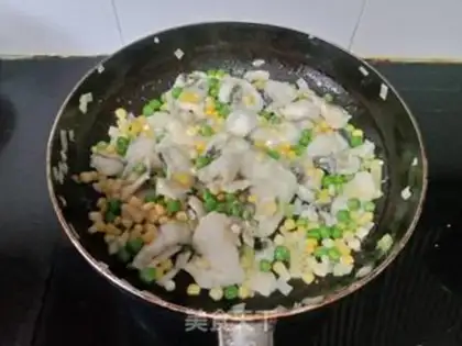 Make Corn green bean fried fish step 15