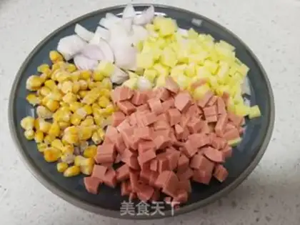 Make Onion potatoes and rice step 0