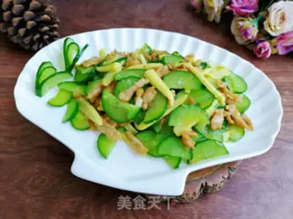 Make cucumber corn fried meat step 6