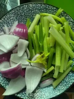 Make Onion celery and pork step 2