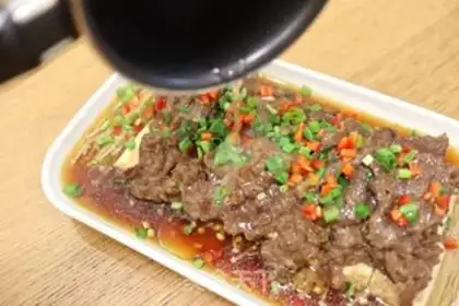 Make Steam beef tofu and golden mushrooms step 11