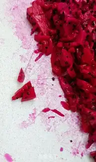 Make Flaming Dragon Jell-O, little circle bumping on milk step 5