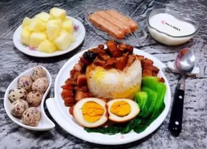 Make Frozen eggs and meat rice step 18
