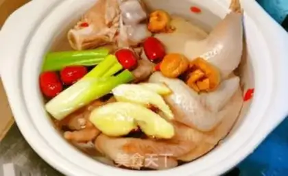 Make Chicken soup and hand tore chicken step 1