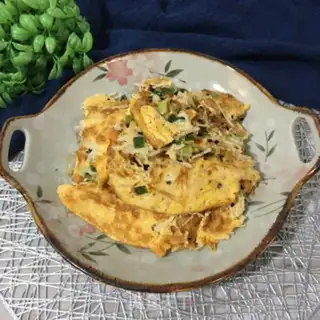 Make Onion egg fried golden mushrooms step 9