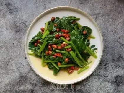 Make Spinach with peanut rice step 7