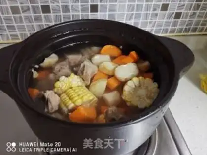 Make Carrot corn chop soup step 1