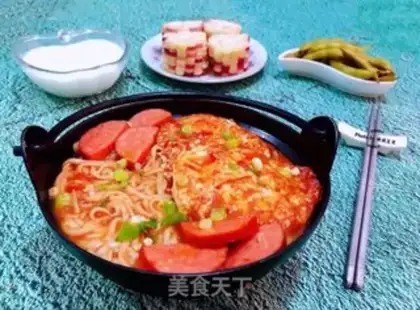 Make Eggs and tomato sausage noodles step 11