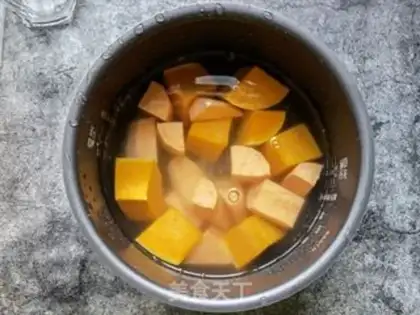 Make Potato pumpkin green bean congee step 5