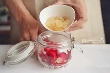 Make Romantic rose cocktail organic vinegar step 1