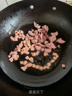 Make Scrambling ham and tofu rice step 0