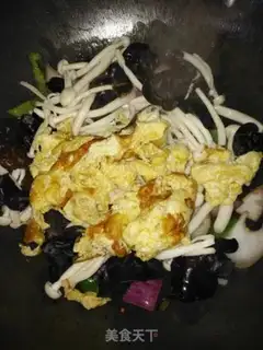 Make White mushroom fried eggs step 7