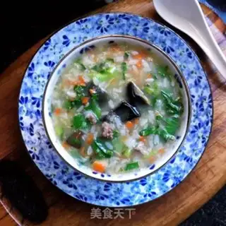 Make Beef leather egg congee step 12